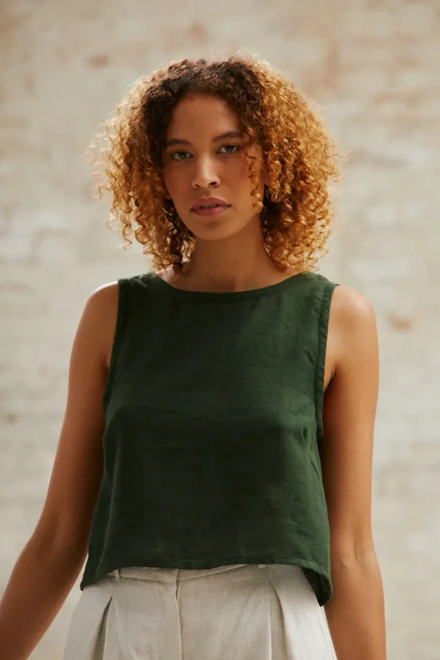 Jyoti Kiran top cotone oliva