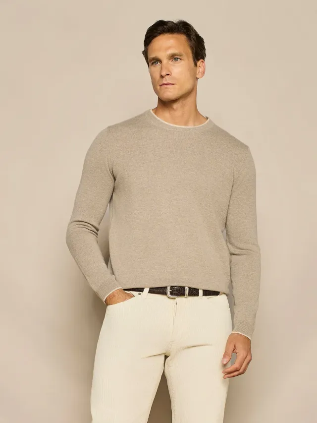 Paul Taylor Maglia Girocollo Misto Cashmere Taupe