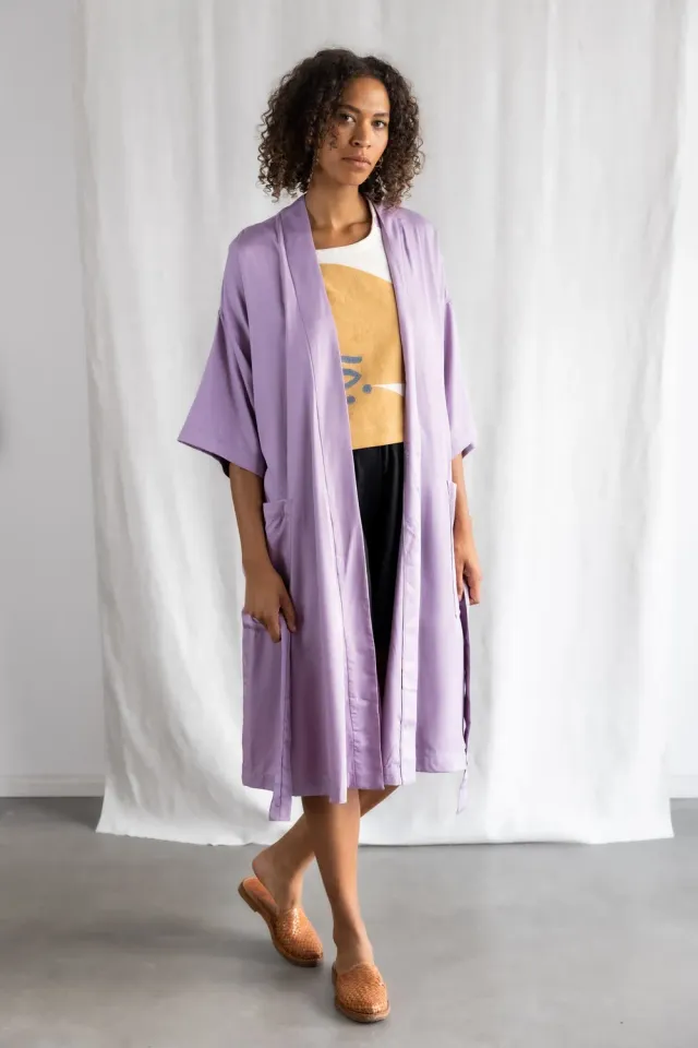Jyoti Rohani cardigan modal lilla con cintura