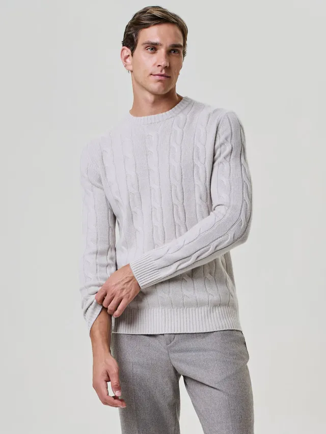 Paul Taylor Maglia Girocollo Cashmere Trecce Burro