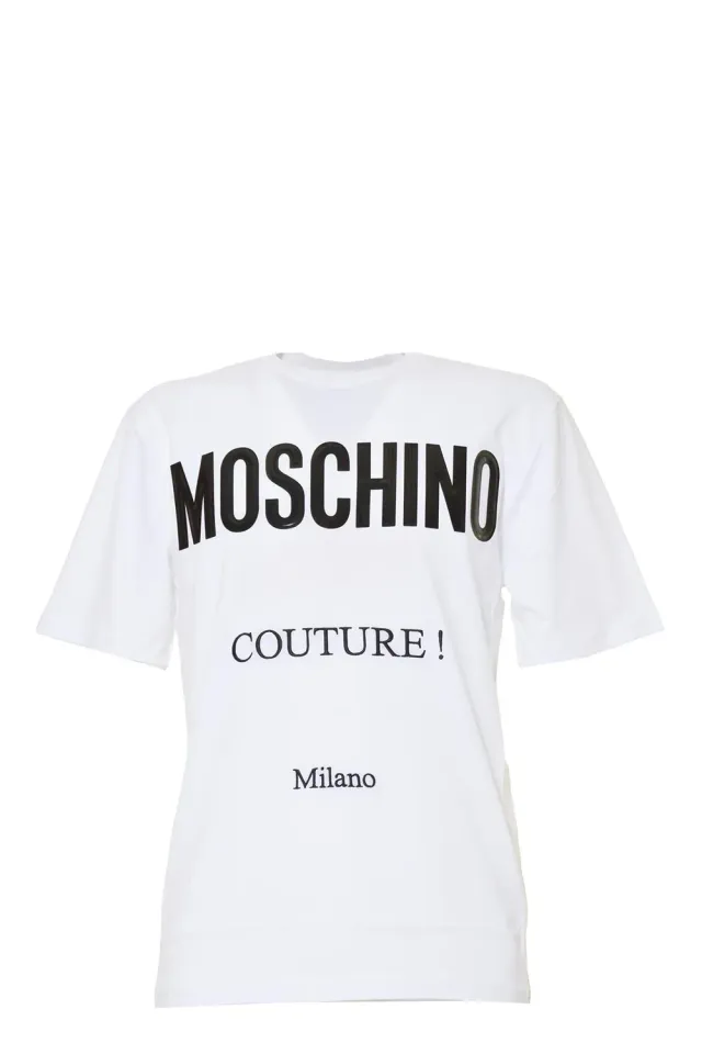 Moschino A07215241 t-shirt bianca 48 logo nero