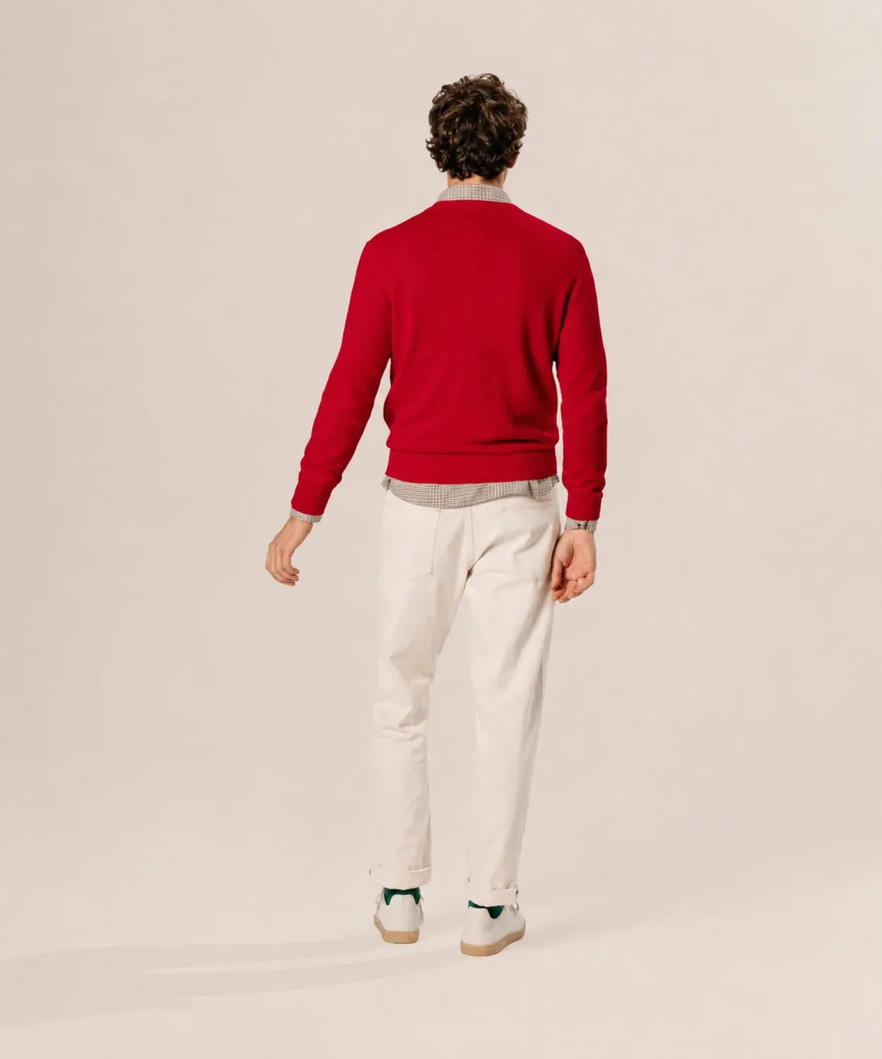 Rodier Maglione Scollo a V Lana Merino Rosso Uomo