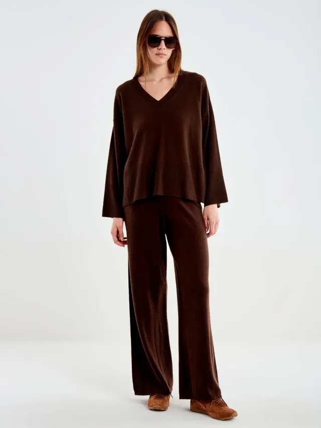 Vicolo Pull Over Scollo a V pullover moro taglia unica lana