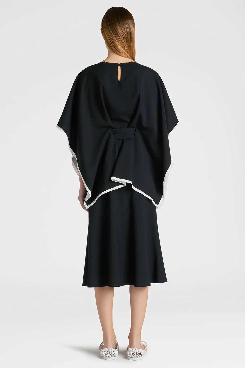 PORTS 1961 Chic top mantella nero fiocco vita