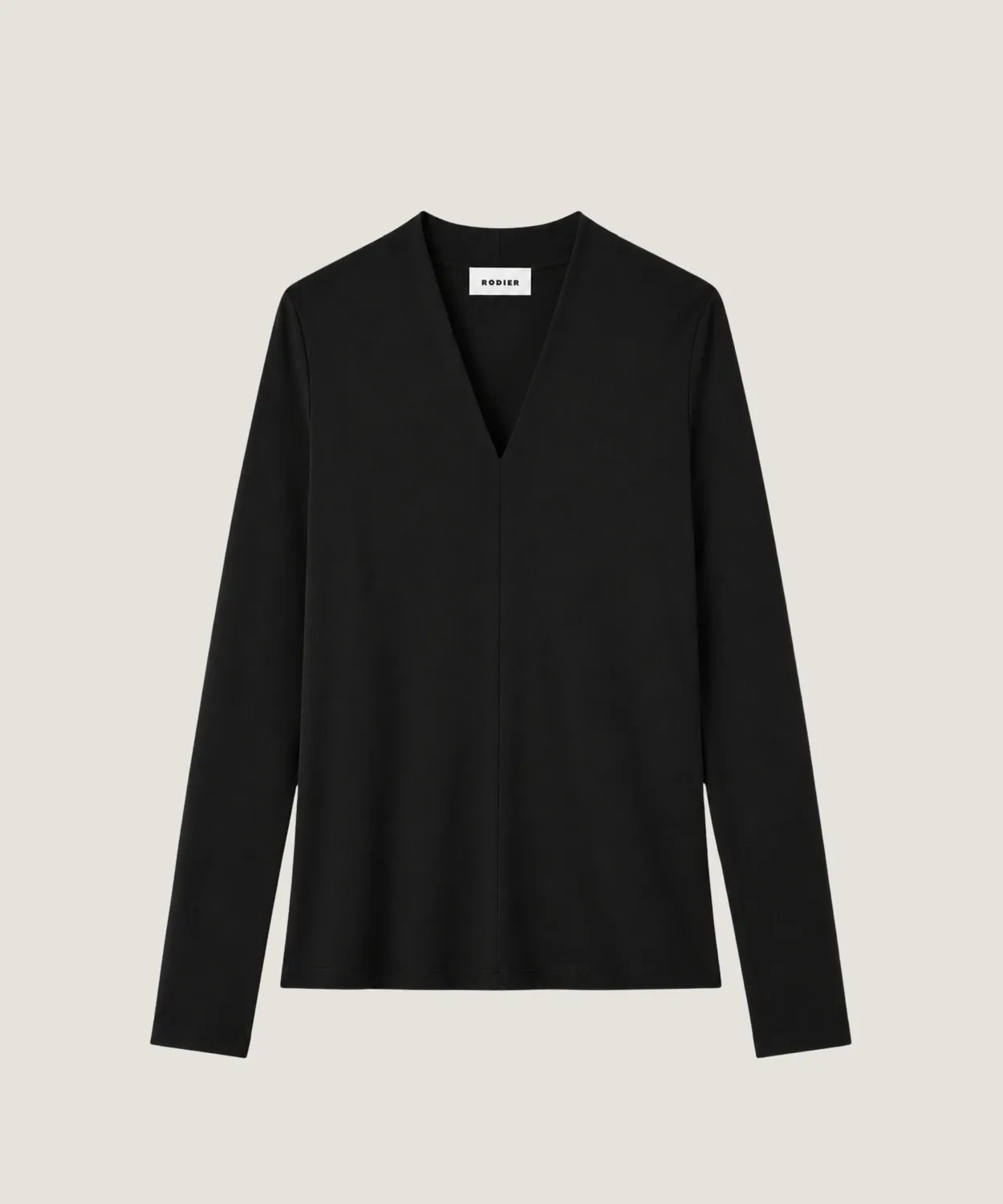 Rodier T-Shirt Scollo a V Nera Maniche Lunghe