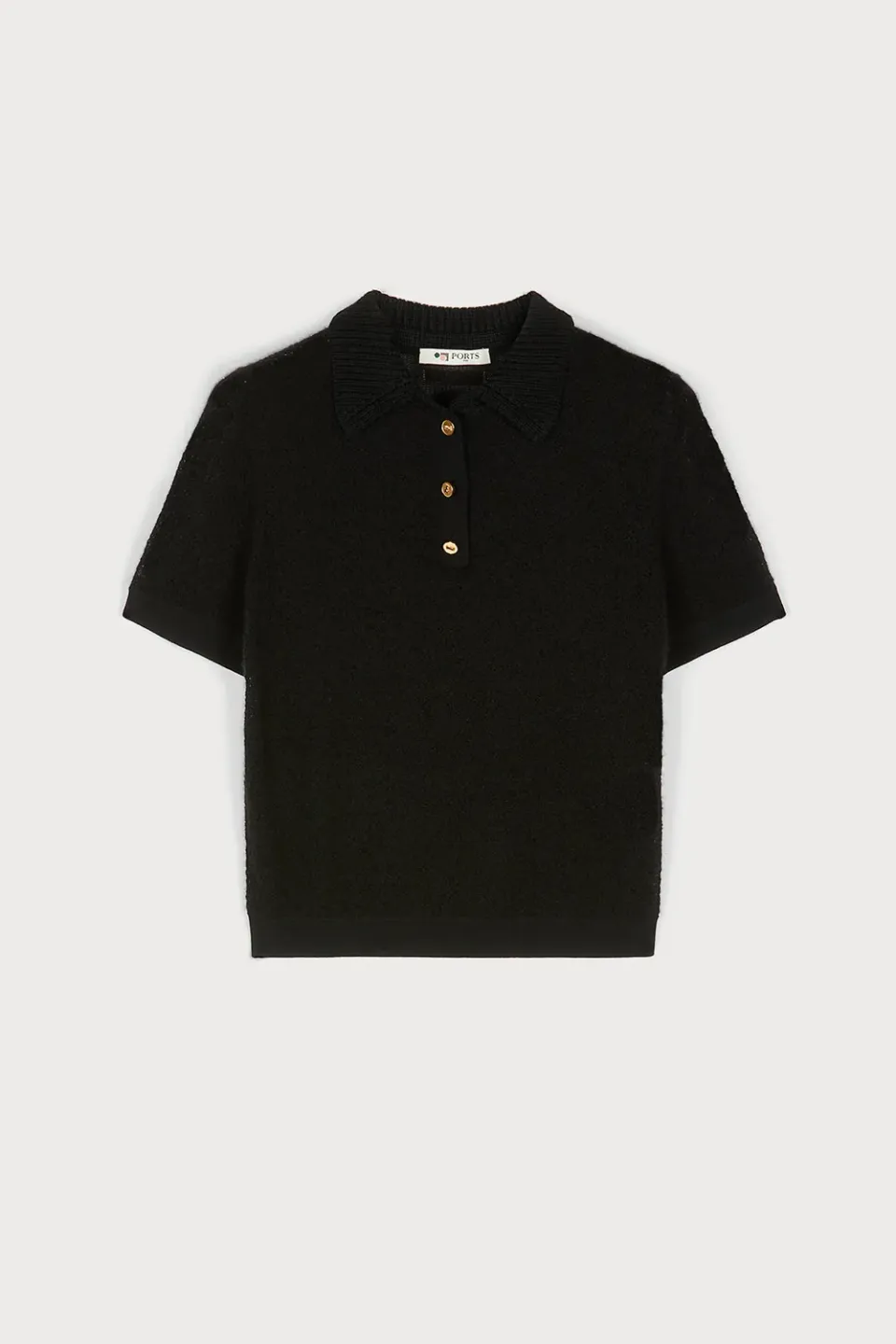 Ports 1961 SS25 polo nera maglia elegante