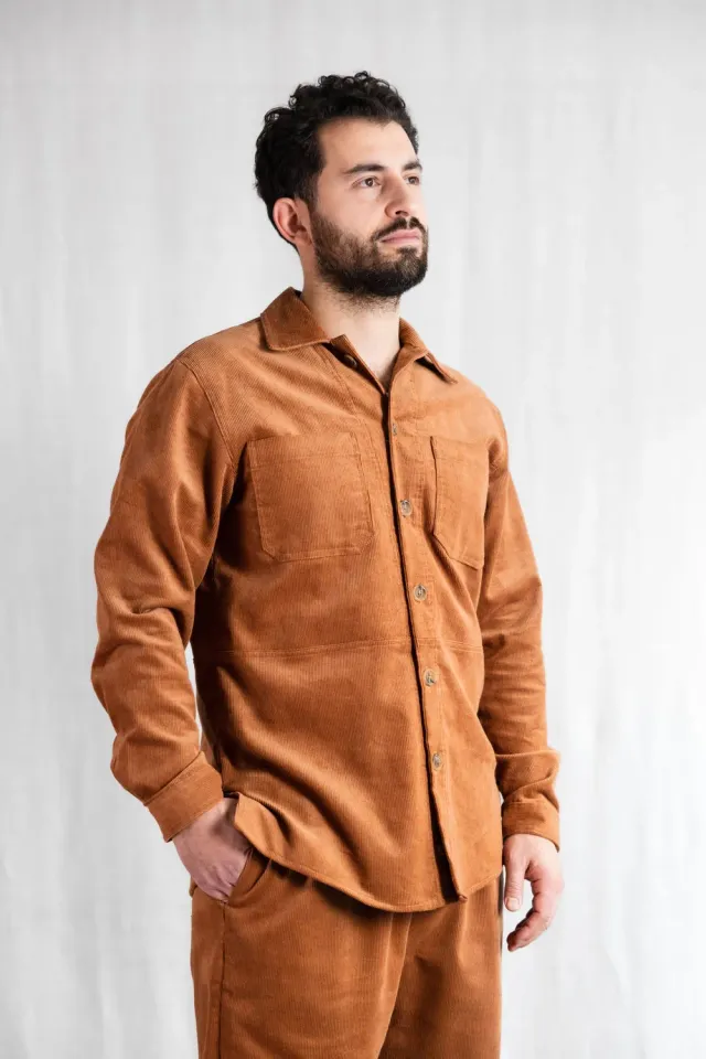 Jyoti Fair Works Kalagi giacca camicia velluto cannella