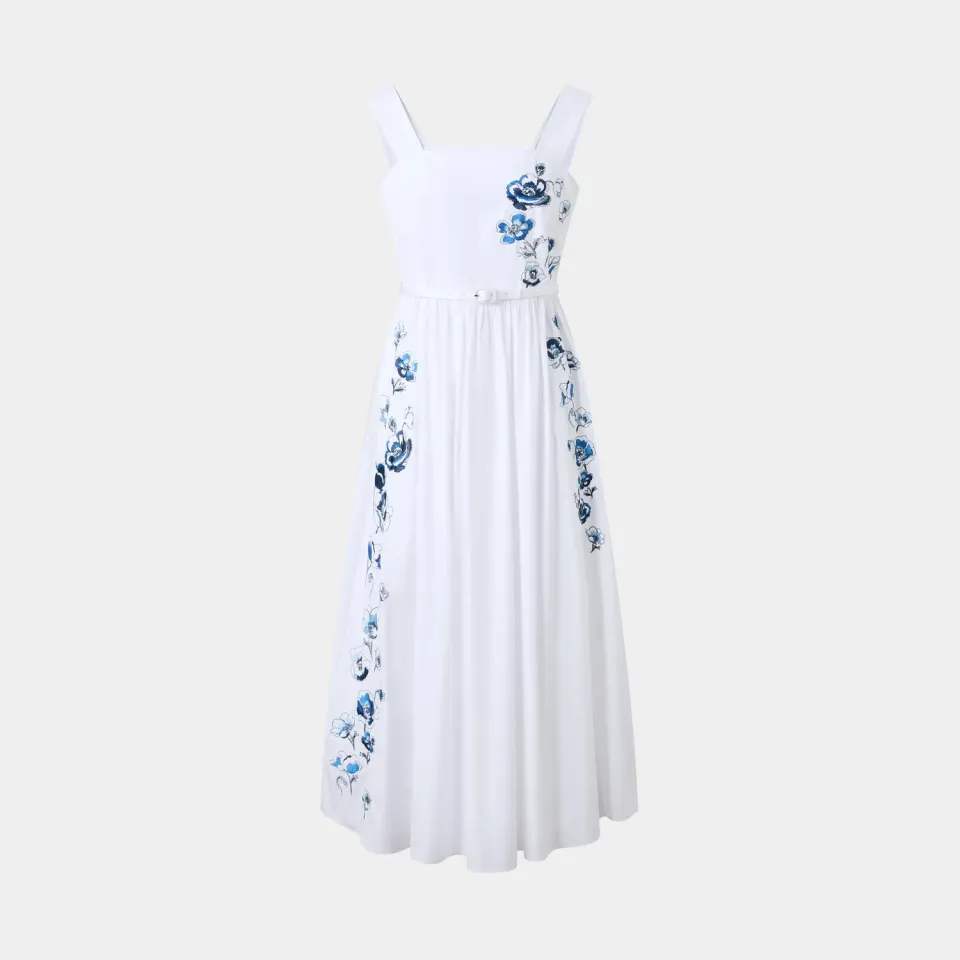 PORTS Celestial abito floreale crema cotone