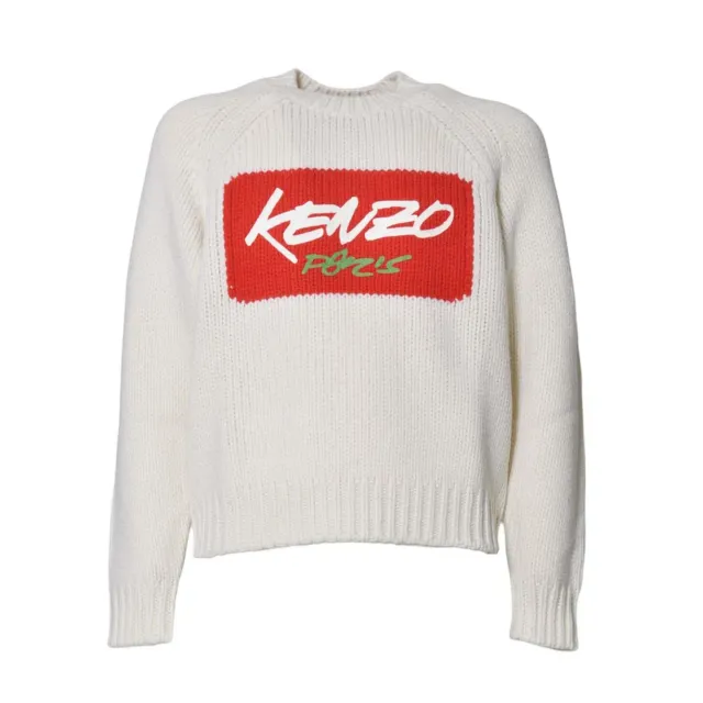 Kenzo pullover FF65PU7573CT lana bianco rosso
