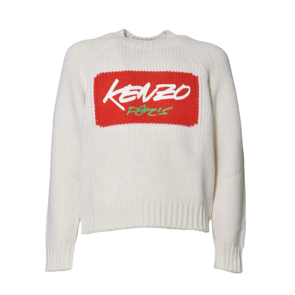 Kenzo pullover FF65PU7573CT lana bianco rosso