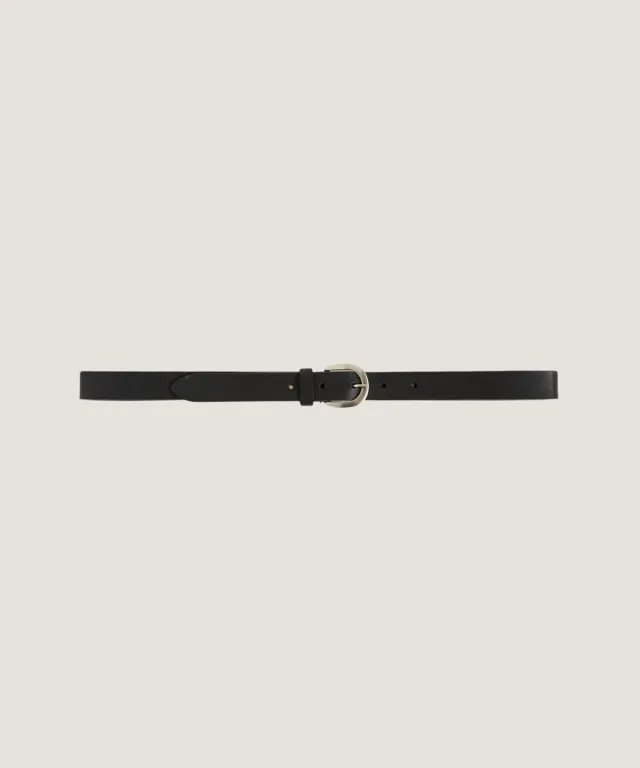 Rodier Cintura Pelle Sottile Nera Fibbia 2,25 cm