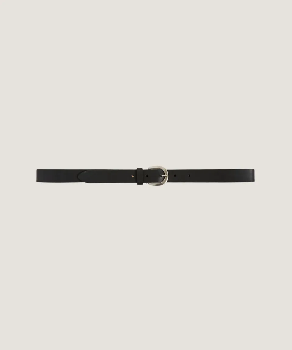 Rodier Cintura Pelle Sottile Nera Fibbia 2,25 cm