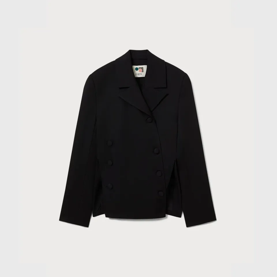 PORTS PW426BDB01 blazer lana nero doppiopetto