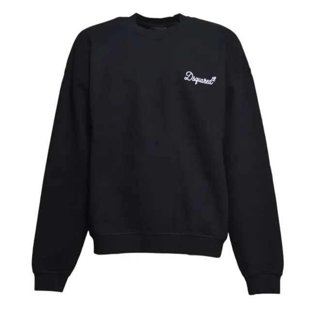 Dsquared2 S74GU0930 felpa nera uomo relax fit cotone