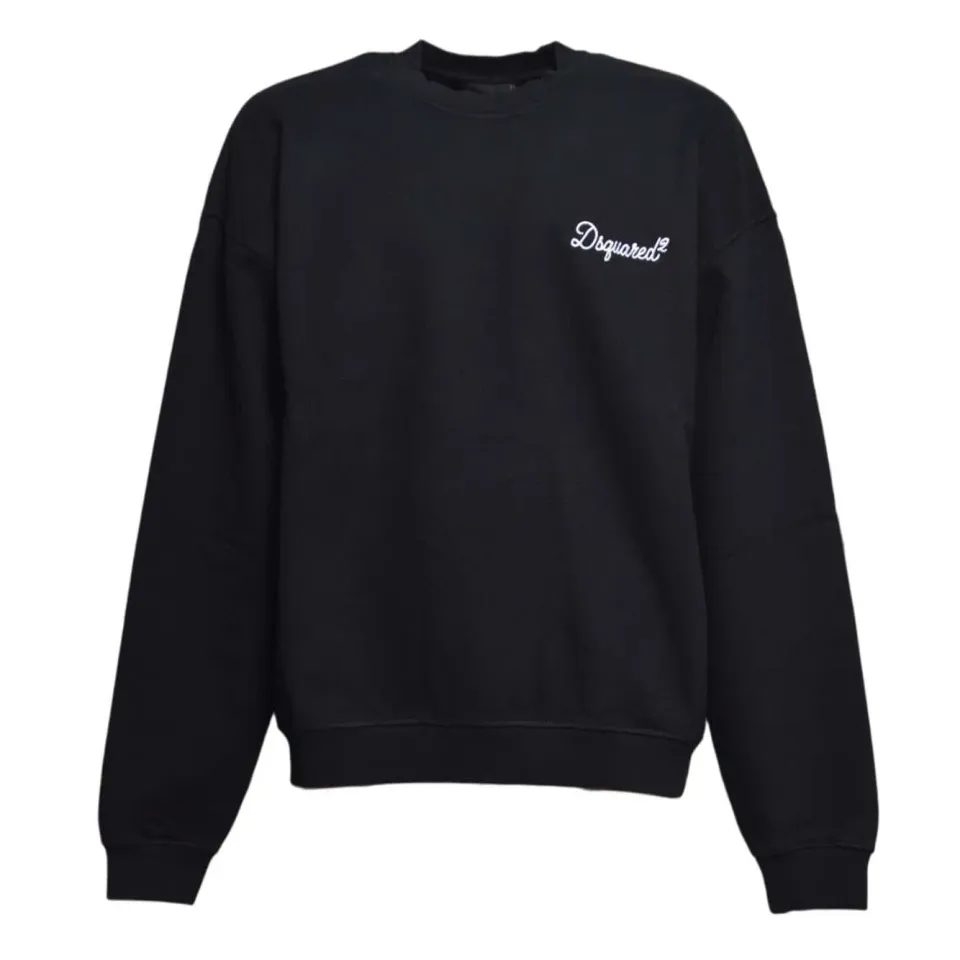 Dsquared2 S74GU0930 felpa nera uomo relax fit cotone