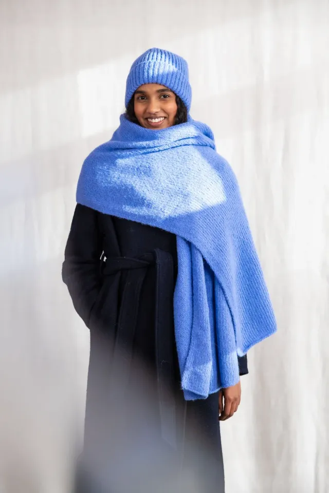 Jyoti Tapabocas sciarpa azzurra baby alpaca