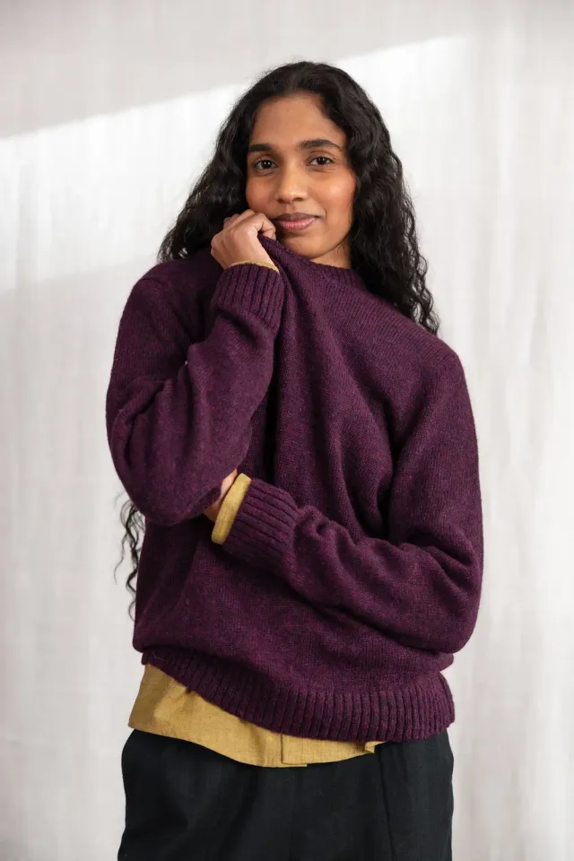 Jyoti Saposoa maglione alpaca donna blackberry