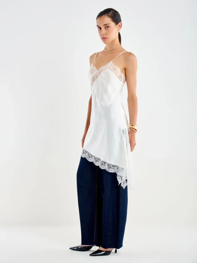 Vicolo abito mini bianco pizzo scollo a V viscosa