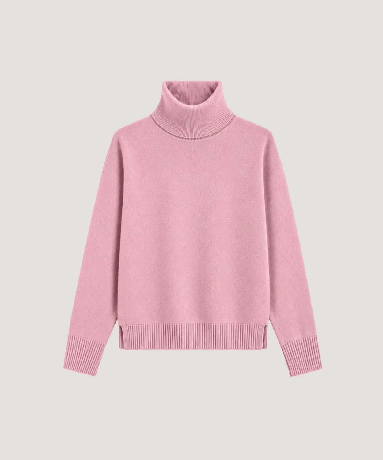 Rodier Maglione Dolcevita Cashmere Rosa 100% Cashmere