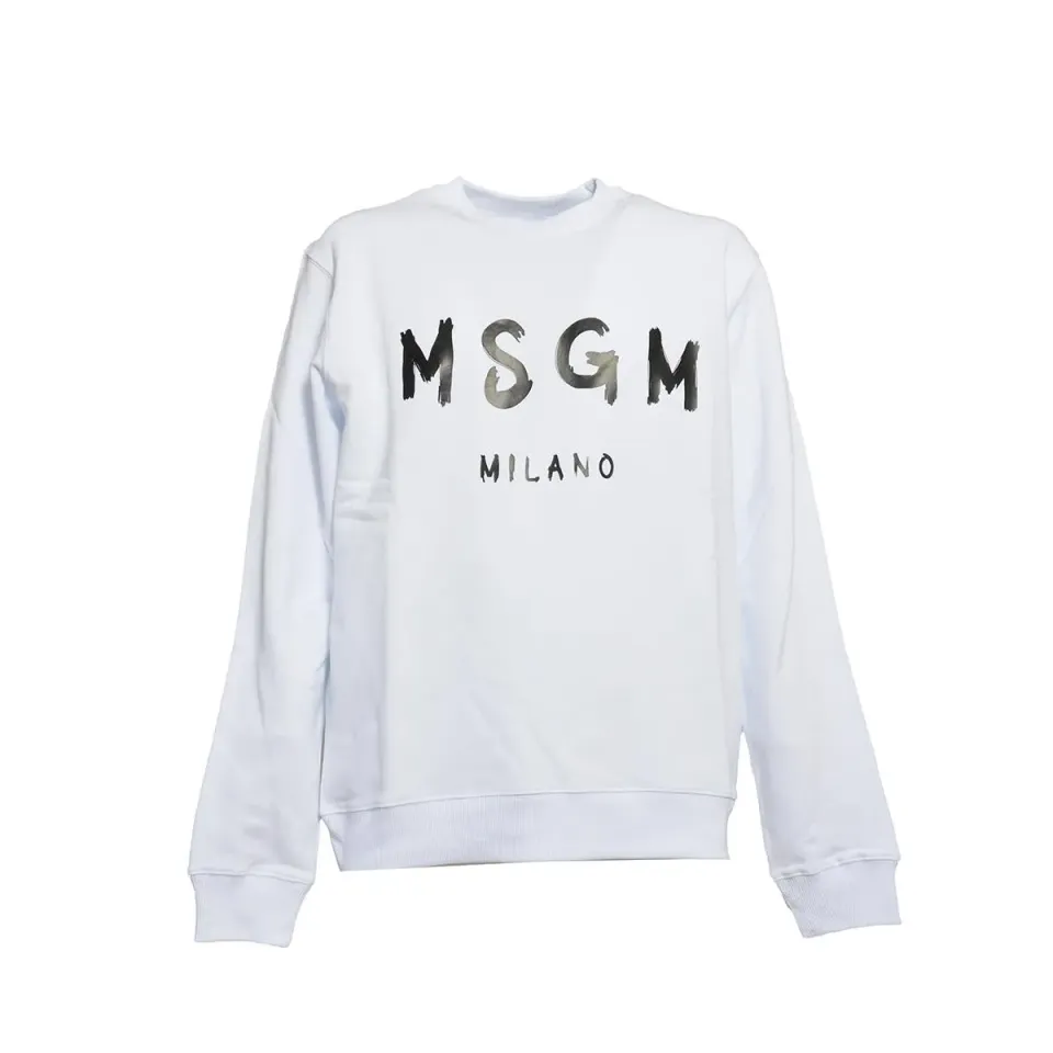 MSGM 2000MM513200000 felpa bianca cotone logo donna