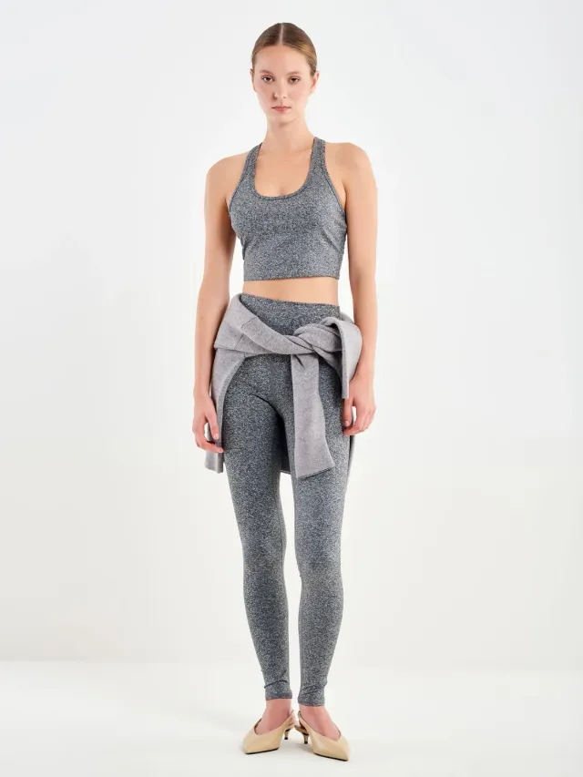 Vicolo Leggings Basic in Jersey grigio elasticizzato