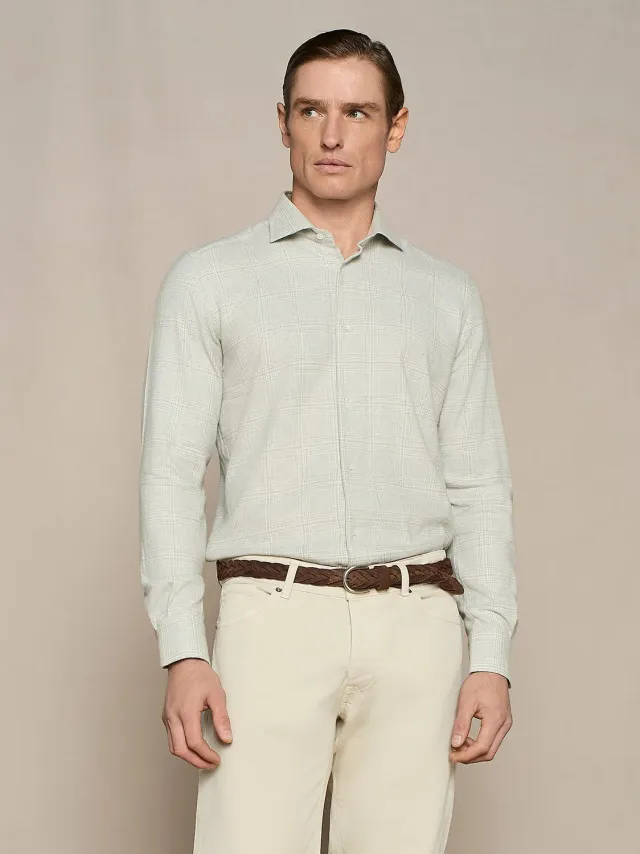 Paul Taylor camicia flanella cotone quadri grigio chiaro