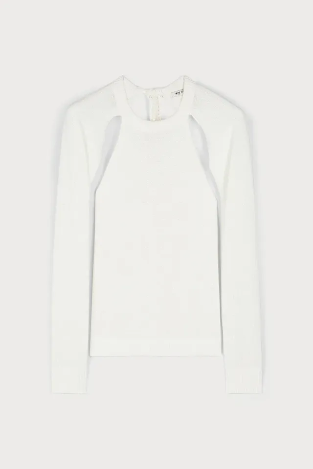 PORTS Cutout Couture PW225KFC01 maglione bianco cut-out
