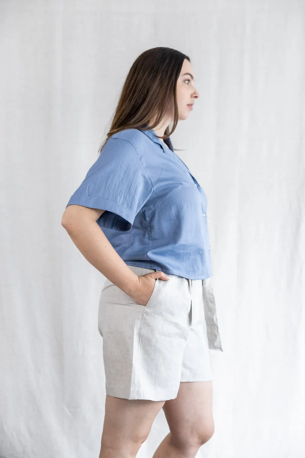 Jyoti Avaani blusa cotone raso blu