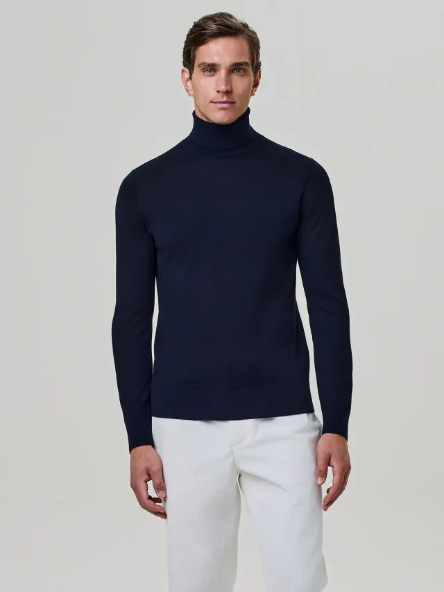 Paul Taylor Dolcevita Maglia Blu Ultralight Seta Cashmere