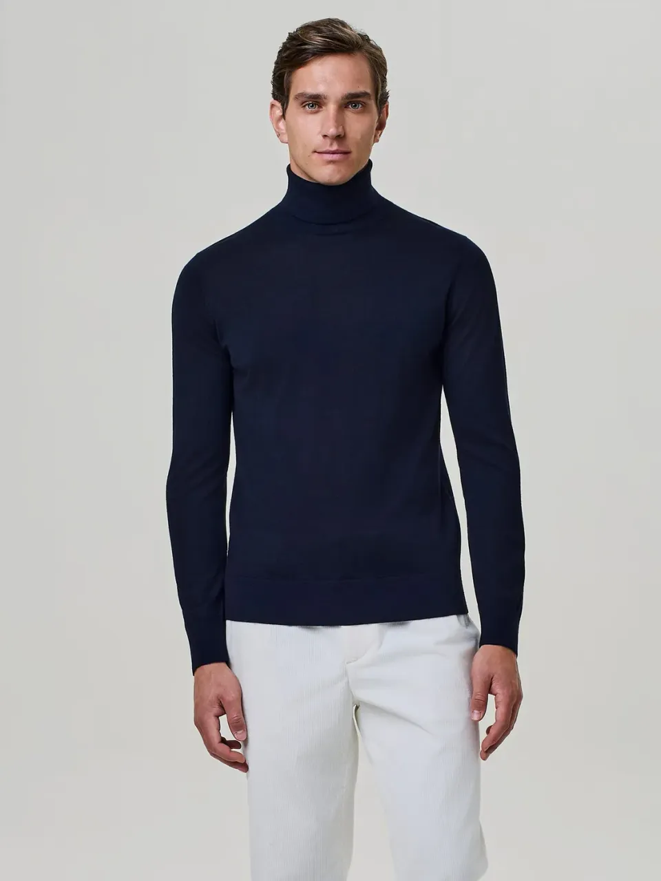 Paul Taylor Dolcevita Maglia Blu Ultralight Seta Cashmere