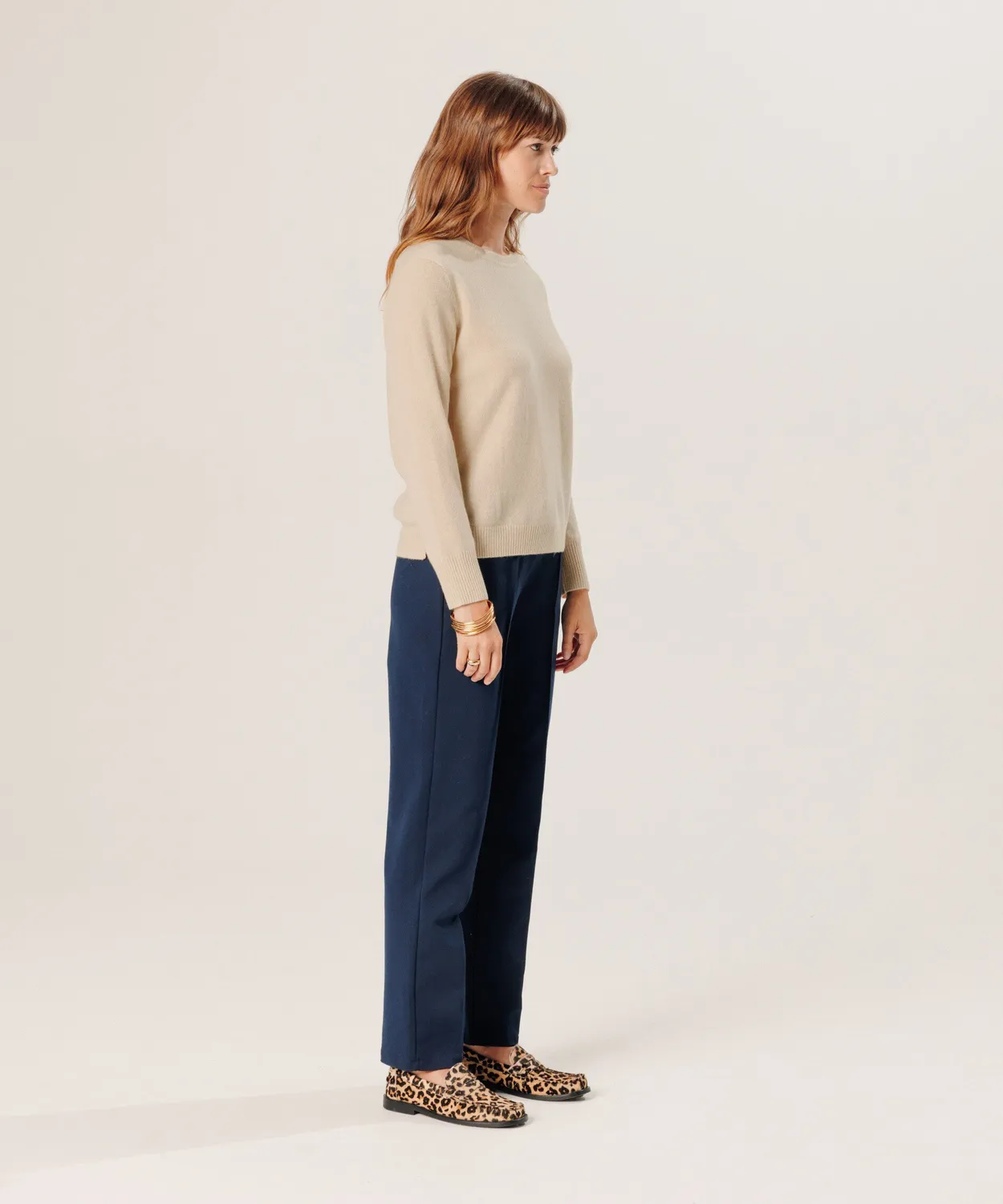 Rodier Maglione Girocollo Cashmere Beige S 2 Fili