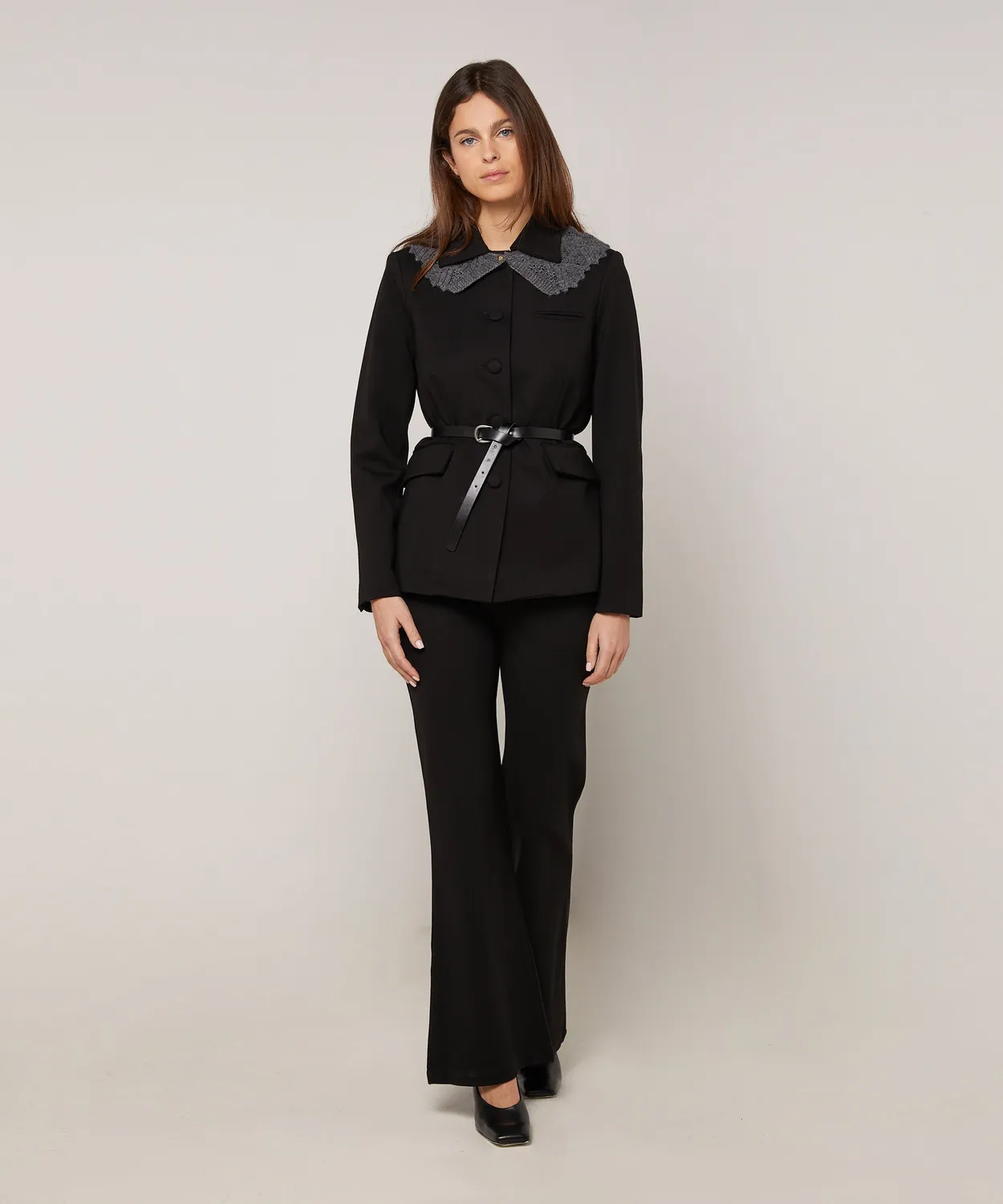Rodier Giacca corta cintura nera collo camicia