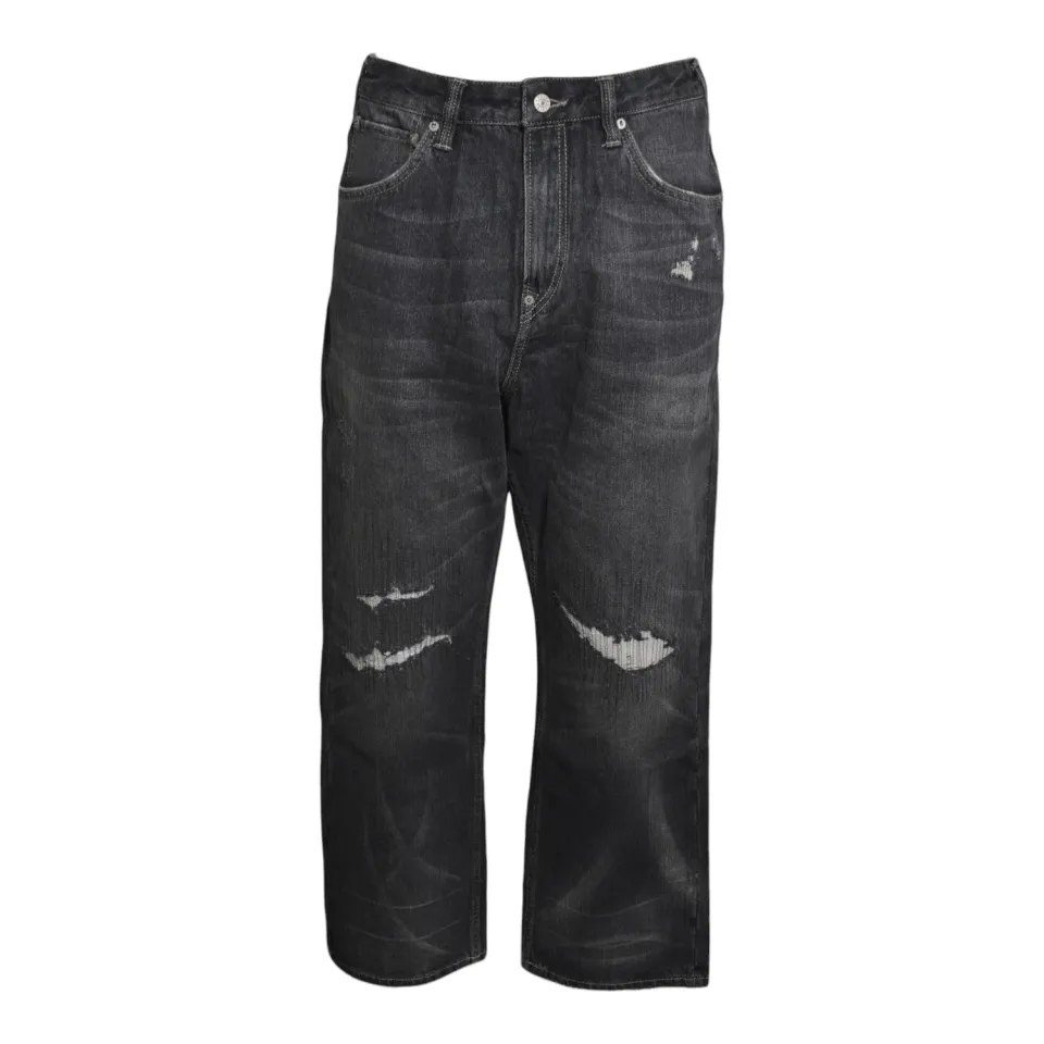 Evisu 2EAEJM6JE6011 Jeans Uomo Nero Distressed