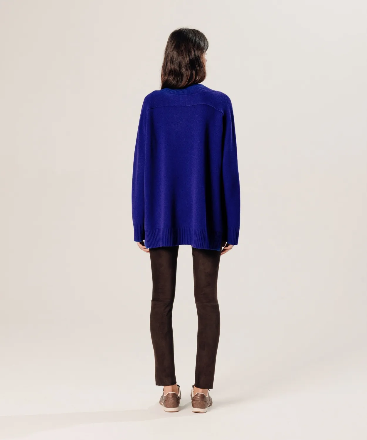 Rodier Maglione Cashmere Scollo V Oversize Blu Oltremare