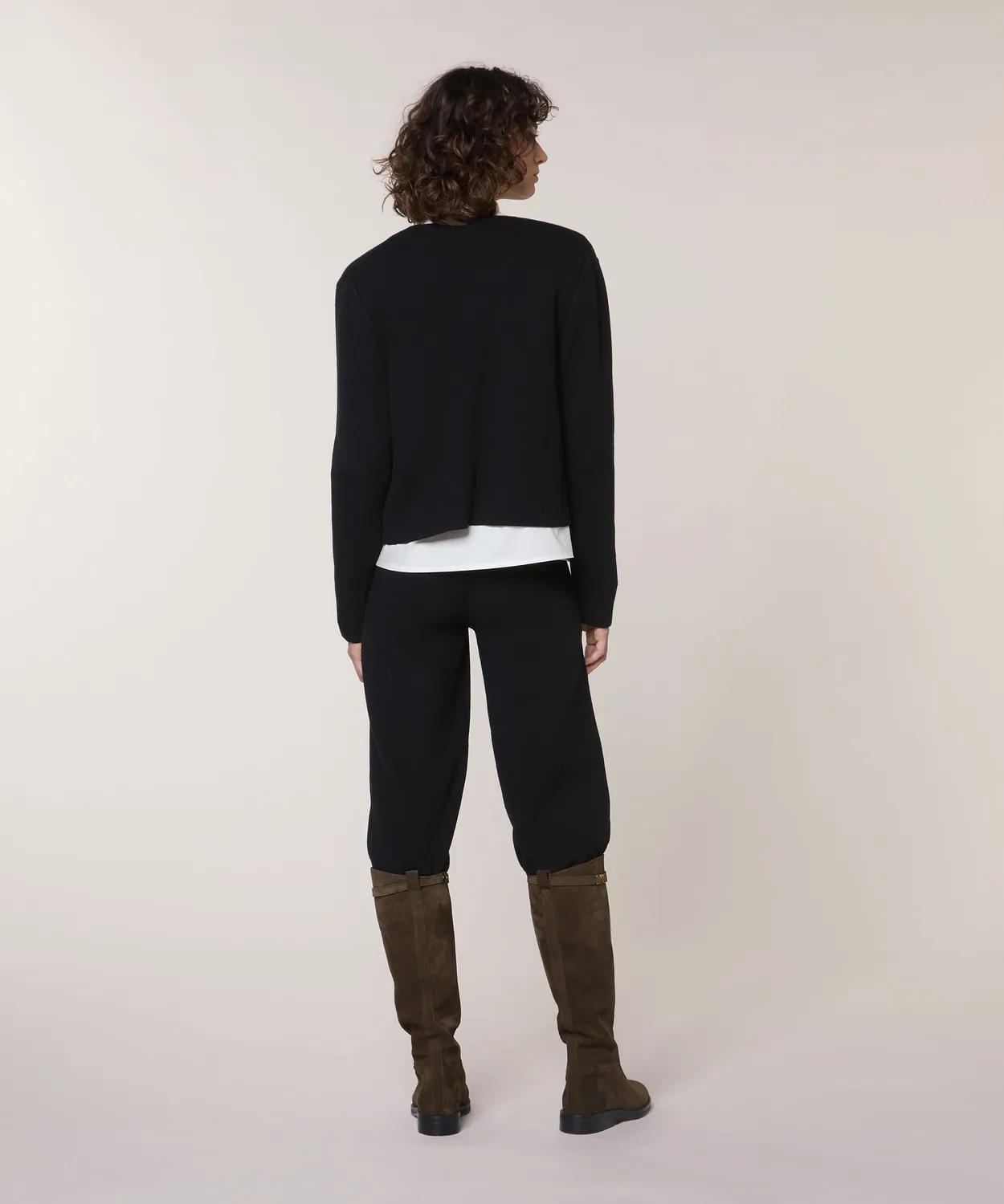 Rodier Giacca corta maglia double nero bottoni oro