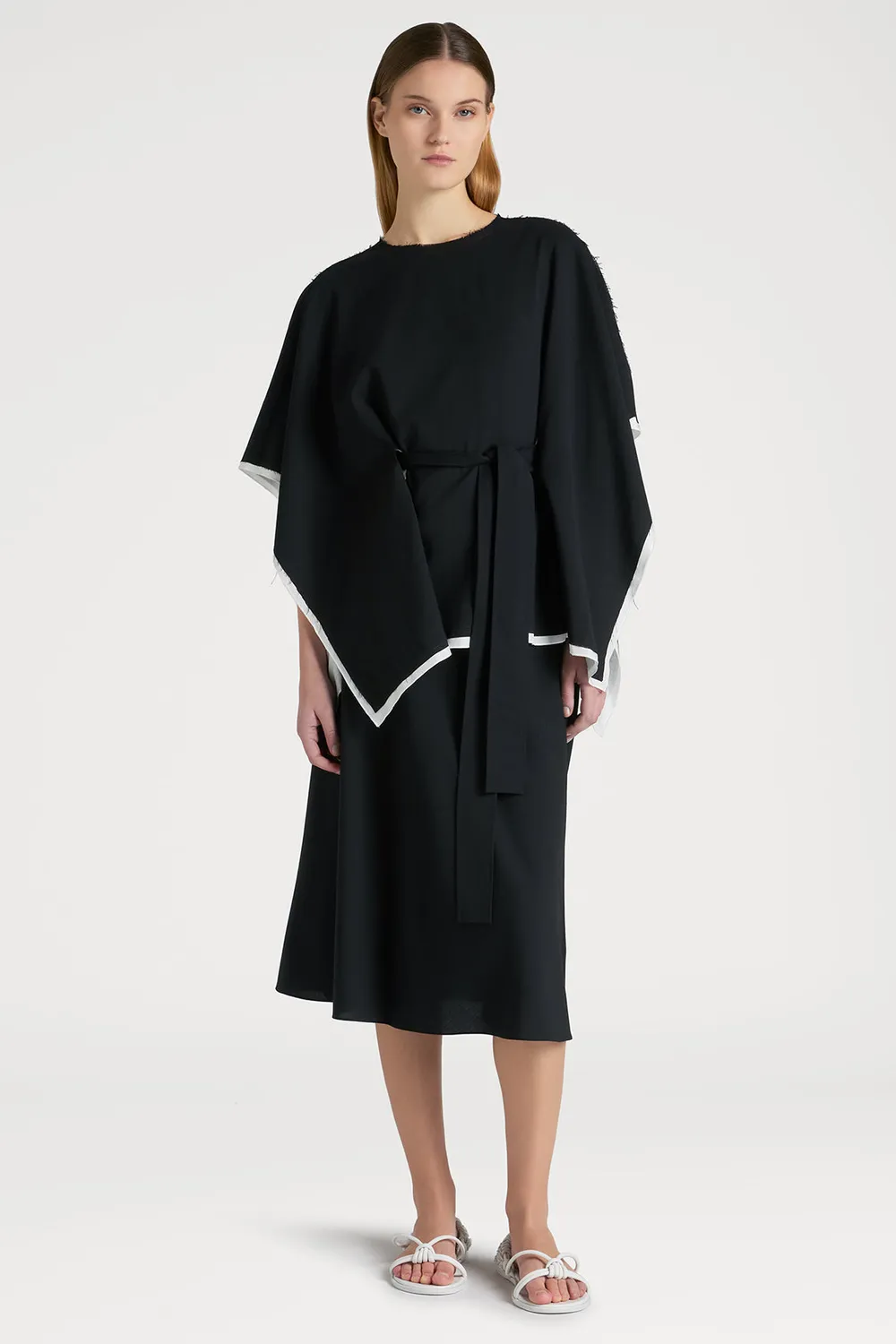 PORTS 1961 Chic top mantella nero fiocco vita