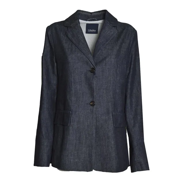 S Max Mara Leone giubbotto jeans denim blu cotone