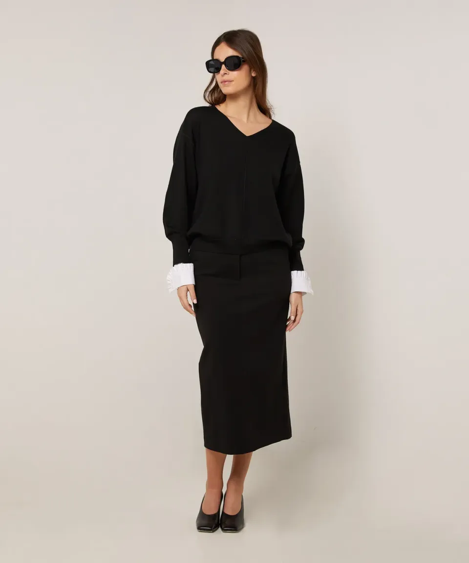 Rodier maglione oversize scollo a V lana nero