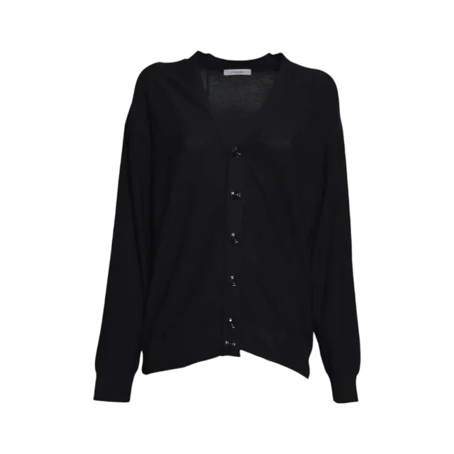 Lemaire PO0052LK1063 cardigan nero lana relaxed