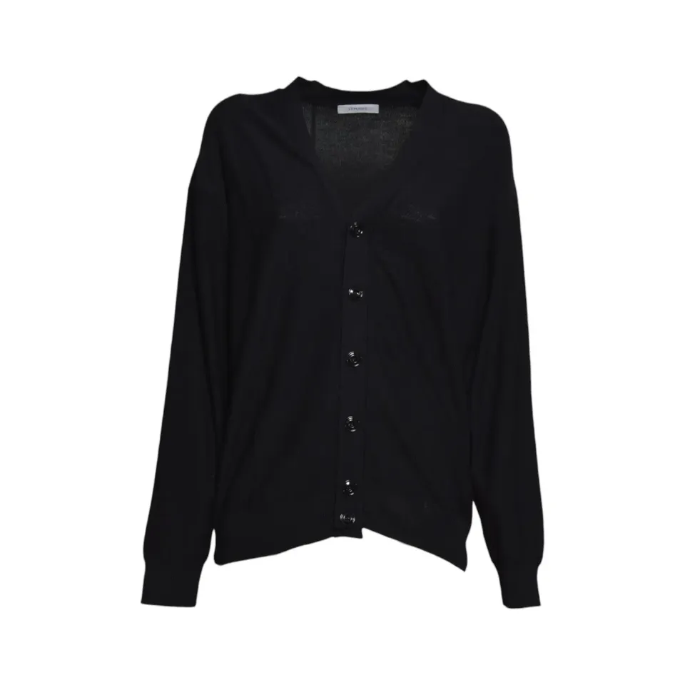Lemaire PO0052LK1063 cardigan nero lana relaxed