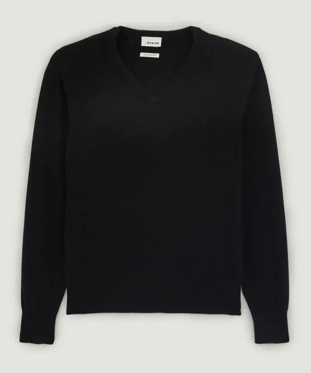 Rodier Maglione Scollo V Cashmere Uomo Nero Elegante