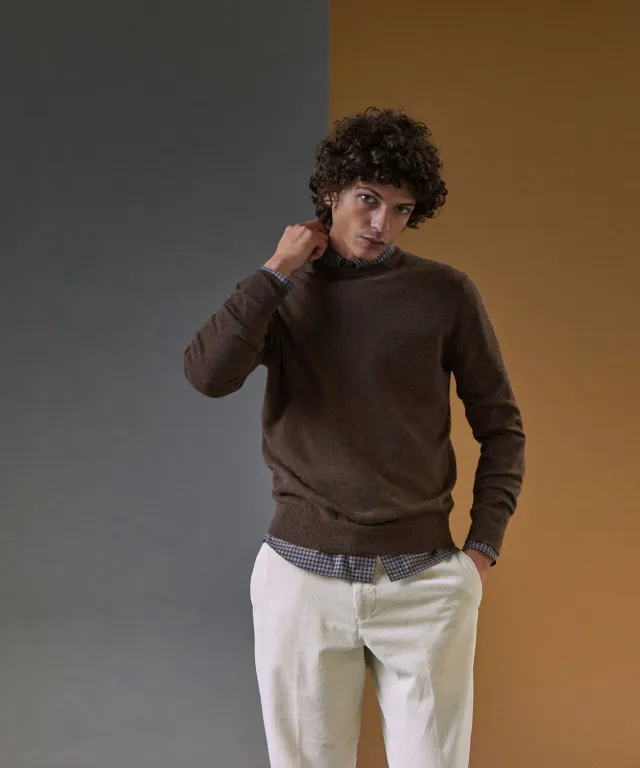 Rodier maglione girocollo uomo cashmere testa di moro