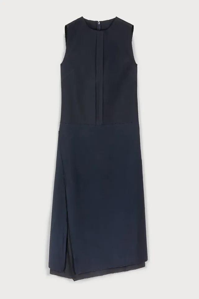 PORTS 1961 Sophisticated Slit abito navy in lana