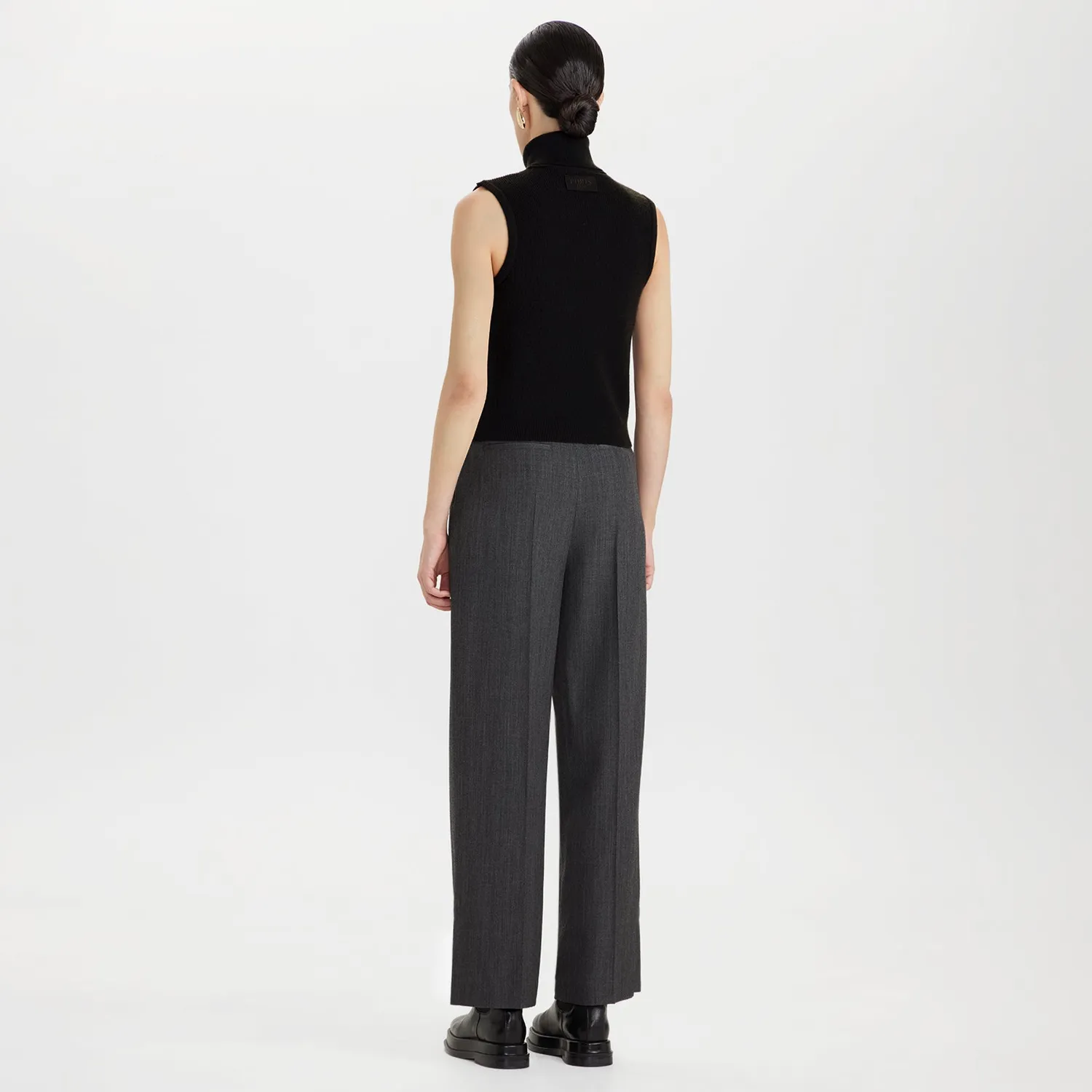 PORTS Leather Roll-Neck top pelle marrone 36