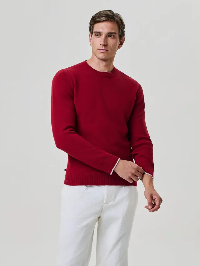 Paul Taylor Maglia Girocollo Pura Lana Rosso Finezza 9