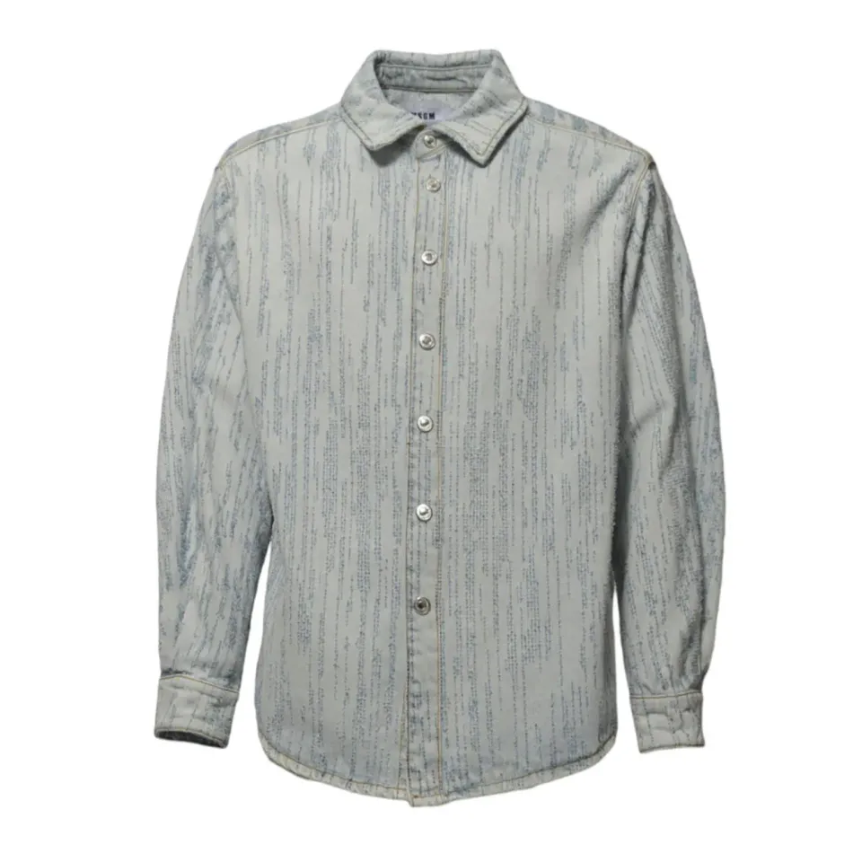 MSGM 3840ME231257085 camicia denim azzurro rilievo 43 44