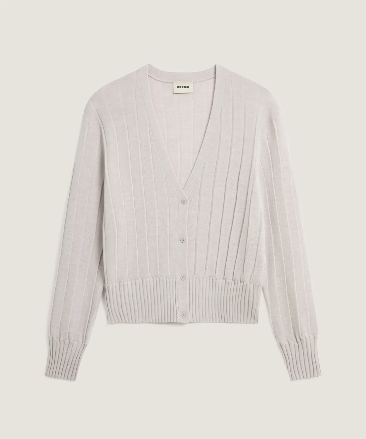 Rodier Gilet Corto Lana Merino Bianco Scollo V
