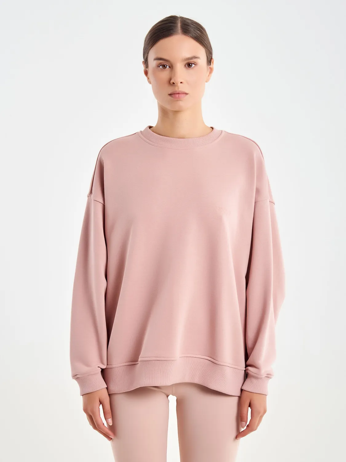 Vicolo felpa girocollo blush zip laterali cotone