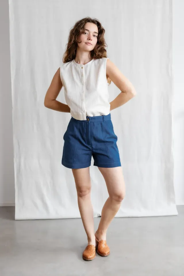 Jyoti Kusuma shorts denim donna cotone tasconi