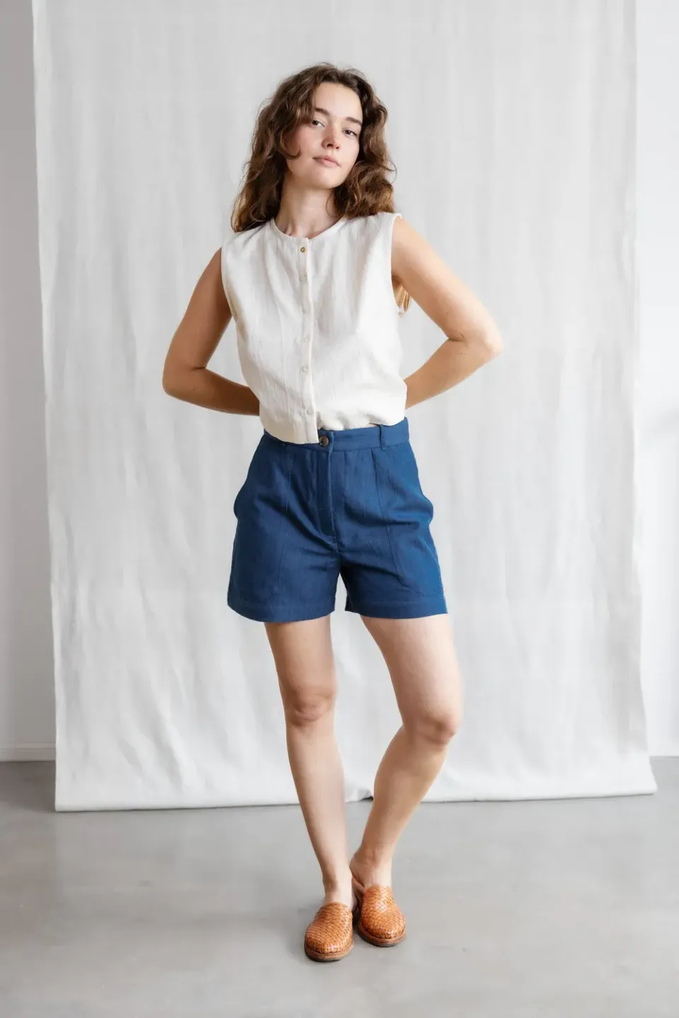 Jyoti Kusuma shorts denim donna cotone tasconi